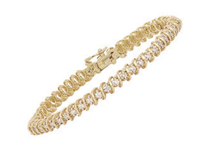 Gold Plated Womens CZ Studded Tennis Bracelet